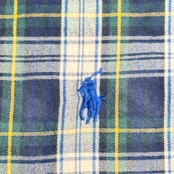 Polo Ralph Lauren Mens 3XB Plaid Button Down Shirt Navy Green Yellow Cotton - Picture 5 of 5